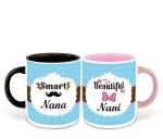 Whats Your Kick Set of 2 Smart Nana and Beautiful Nani Printed Pink and Black Ceramic Coffee Mug 325ml