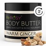 Re Rosy Warm Ginger Body Butter - Natural Body Lotion Cream, Body Moisturizer & Protective Butter Balm with Skin's Healing Essential Oils of Ginger, Clove & Nutmeg - Soothing Cream for Dryness, Winter (100gm)