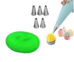 BLUE WONDER Cake Decorating 6 Pcs Nozzle with Kitchen for ,1 Pcs Solid Plastic Bartan Juna and (Multicolour, Pack of 2)