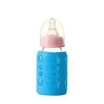 Safe-o-kid Silicone Baby Feeding Bottle Cover, Sleeve, Holder, Insulated Protection, All Bottle Types, Medium 120 Ml, Blue Pack of 4