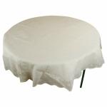 MONKDECOR Plain Cream Floral Design 6 Seater Round Dining Table Cover (Size-72 Inches Round)