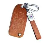 JVCV Tata Tiago Tigor Brown Leather Lychee Pattern Key Cover