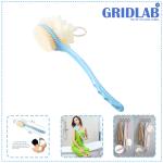 GRIDLAB 2 IN 1 Bath Body Brush with Soft Loofah and Bristles,Back Scrubber with Curved Long Handled Shower Brush