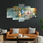 Perpetual Radha Krishna Wall Painting For Living Room - Set Of 5, 3d Scenery Wall Painting for Bedroom Large Size with Frames for Wall Decor and Home Decoration, Hotel, Office ( 75 CM X 43 CM)
