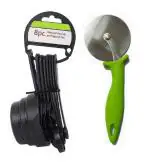 Blue Wonder Plastic 8 Pieces Measuring Cups and Spoon Set With Stainless Steel New Pizza Cutter and Multicolour, Pack of 2