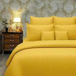 Maple Linens Queen Yellow Striped Polycotton Bedsheet with 2 Pillow Cover (2.54 x 2.29 m)