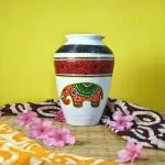 Dakshina Art, The Smell Of Soil Madhubani 'hand painted' Home decor,Table decoration,Flower pots,Gift,Showpiece Terracotta Vase (8 inch, Multicolor)