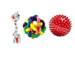 PSK Pet Mart Dogs Ball, Ring Bell Ball, Rope Toy (Combo Of 3)