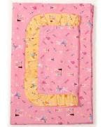 BLOOMING BUDS Cotton Printed Baby Crib Sheet with Pillow Cover, Pink (0 to 3 Years) L 152 x B 95 cm