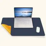 BINSBARRY Desk Pad Protector Waterproof PU Desk Mat Blotters on Desktop Laptop Computer Gaming Keyboard Mouse Pad Non-Slip Desk Writing Mat Cover for Office & Home, Blue & Yellow - 60cmx30 cm