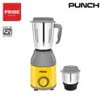 PRIDE Punch 550W Mixer Grinder with 2 Jars, Yellow & Grey | 1 Year Warranty |