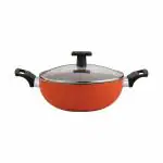 Neelam Non Stick Kadai With Glass Lid 28 Cm 3mm thickness ( 5 coat ornage