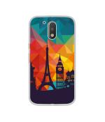 Casotec Colored Paris Design Printed Silicon Soft TPU Back Case Cover for Motorola Moto G4 Plus