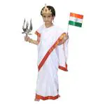 Kaku Fancy Dresses Polyester Bharat Mata Costume For Girls For Republic Day & Independence Day | National Hero Freedom Fighter Fancy Dress For Kids - 3-4 Years,White