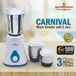 goodflame Mixer Grinder Carnival 500 watt 3 Jar 5 Year warranty on moter isi certified mixer