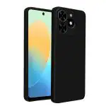 Knotyy Ultra Soft Rubberised Back Cover for Tecno Spark Go 2024 | Inner Velvet Fabric Lining | Matte Silicone Flexible |Raised Bumps for Camera & Screen Protection Back Case Cover - Black