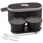 Magnus Feast 3 Prime Microwave Safe Stainless Steel Lunch Box Set | Leakproof Tiffin for Men & Women | BPA-Free Containers | Lunch Box for Kids | Lunch Boxes for Office Men | Black