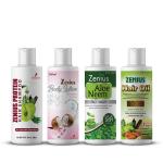 Zenius Beauty Care Kit for brilliant skin advanced moisturizing and hydrating kit | 200ml lotion + 200ml shampoo + 200ml oil + 200ml facewash