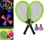 QUALITIO LED Light Badminton 2 Rackets with 2 Shuttlecock for Kids .