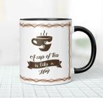 NH10 DESIGNS A Cup pf Tea is Like a Hug Printed Tea/Coffee Mug for Tea Lovers Girls Boys Family Friends and Teacher, Gift for Chai Lovers (Microwave Safe Ceramic Tea/Coffee Mug 350ml) TEA3TM 02