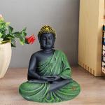 GIG BAZAAR, Aquarium Meditating Buddha Statue for Fish Tank Ornament with Marble Finishing Home & Office Decoration (Medium, Green)