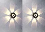 GROEIEN (Pack of 2 12 Watts LED Round Shape Six Way Indoor Outdoor Waterproof Wall Light (Warm White) (2) ABS Plastic