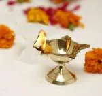 T-KA108 Panch Mukhi Star Deep, Deepam, Aarti Diya, Deepam Brass Table Diya  (Height: 2.5 inch)