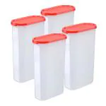 Cutting EDGE Plastic Container with Lid - 3 Litre, Set of 4, Cherry Red