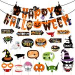 Zyozique Halloween Theme Party Decorations Items - Halloween Banner & Photo Booth Props (Pack Of 26)