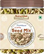 Nutriefoods Nutritious Crunchy Seed Mix | 7 in 1 Seed Mix | Roasted in Himalayan Pink Salt | Sunflower Seeds, Chia Seeds, Flax Seeds, Pumpkin Seeds, Watermelon Seeds, Black & white Sesame Seeds (300gm)
