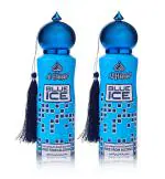 Al - Hassan Blue Ice Deodorant For Men & Women - Pack of 2 (200ml Each) | Alcohol Free Deo | Long Lasting Fragrance | Body Spray