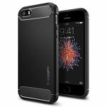 Spigen Rugged Armor Black TPU Shock-Absorbent Back Cover Case Compatible Compatible with iPhone SE, 5s and 5 10.16 x 0.64 x 20.32 cm