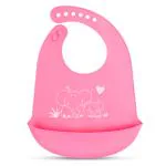 BUMTUM Silicone Baby Bib For Feeding & Weaning Babies & Toddlers | Waterproof, Washable & Reusable|Non Messy Easy Cleaning, Adjustable Neckline With Buttons(Pink)