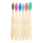 Eco Gree Bamboo Toothbrush S-Curve Charcoal - Activated Charcoal for Whiter Teeth Multicolour Set of 5