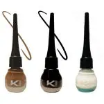 KINDED Midnight Black, Camel Brown and White Pearl Waterproof Smudgeproof Longlasting Liquid Eye Liner, 5 ml - Pack of 3