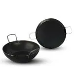 The Indus Valley Pre-Seasoned Iron Cookware Set | Kadai (24.6 cm/2.7 L) + Tawa (28.5 cm) | Kitchen Cooking Combo Pots and Pans Set of 2Pcs | Naturally Nonstick
