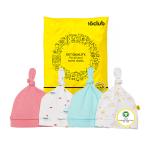 10Club Baby Cap with Knot - Set of 4 (Assorted) | Cotton Caps for Boys and Girls | Soft Cap Set for Babies | Adjustable Knotted Cap for Infants | All Season Tie Cap