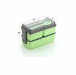 PLIZZO KITCHENWARE 3-in-1 Compartment Lunch Box Tiffin Box Lunch Box with Fork & Spoon