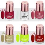 Perpaa Red, Milky White, Glitter Pink, Glitter Golden, Neon, Stylish Red Nail Polish (Pack Of 6)