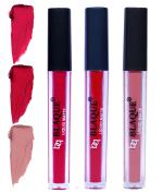 bq BLAQUE Matte Liquid Lipstick Combo of 3 Lip Color # 104-109-116 (Ruby Red, Dark Pinkish Red, Light Nude Brown, 12 ml)