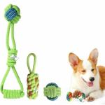 THE DDS STORE Small to Medium Dog Toys, Puppy Chew Toys, 4 Packs Puppy Rope Toy for Small Dog and Puppy, 100% Natural Cotton,Ball Rope, Rope BoneToy -Color May Vary