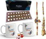 Fabbites Happy Rakhi Bhaiya Bhabhi Ceramic Rakhi, Chocolate And Mug Combo Pack (22 X 7 X 2.5 Cm)