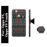 BUDDHU Trible Print Printed Hard Back Cover Case with Mobile Holder, Pop holder, Pop socket for Oppo F5, Oppo F5 Youth