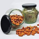 JIGSHTIAL Airtight Black Glass Grocery Container 400 ml (Pack of 2)