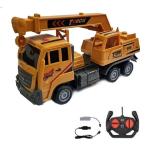 G.FIDEL 2.4GHz Remote Control Drive Construction RC Craine Truck 4 Channel RC Truck RC Engineering Truck with Head Light for Kids, Yellow