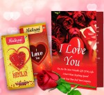 Midiron Romantic Gift for Girlfriend/Wife/Boyfriend|Chocolate Gift Hamper|Valentine's Day Gift|Rose Day, Chocolate Day Gift| Unique Love Gift with Chocolate Bar, Artificial Red Rose & Love Card