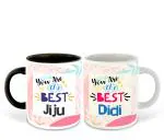 Whats Your Kick Set of 2 You are the Best Jiju and You are the Best Didi Printed White and Black Ceramic Coffee Mug 325ml
