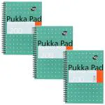 Pukka Pad A5 Size Square Grid Notebook Set Pack Of 3 200 Pages Wirebound Perforated Pages 80Gsm Green Card Cover Metallic Range