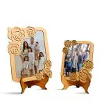Puzzleboxx DIY MDF Photo Frame with Stand Set of 2 Eco-Friendly Wooden Pre-Cutout Photo Frames - Natural Finish, No Glass Design, Sustainable for Home Decor and Tabletop Display, Beige, Frame-04