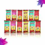 COCK BRAND 100% Natural, Non-Toxic and Herbal Mini Gold Gulal - Muliticolour (Pack of 10)
